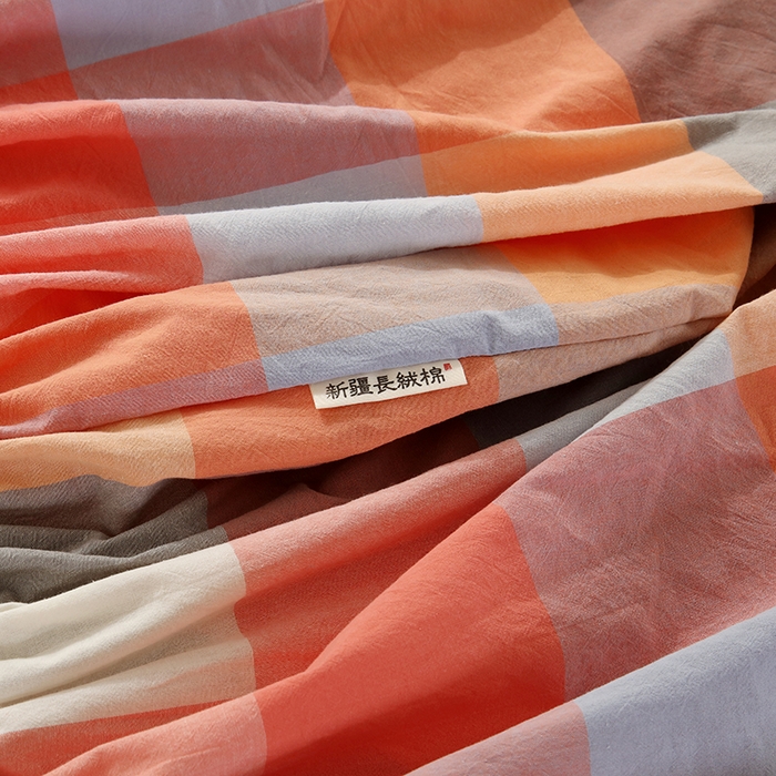 91家纺网 家纺一手货源 找家纺 恋之语 2025新款全棉纯棉色织床笠单品单床笠床笠单件 爱玛橙