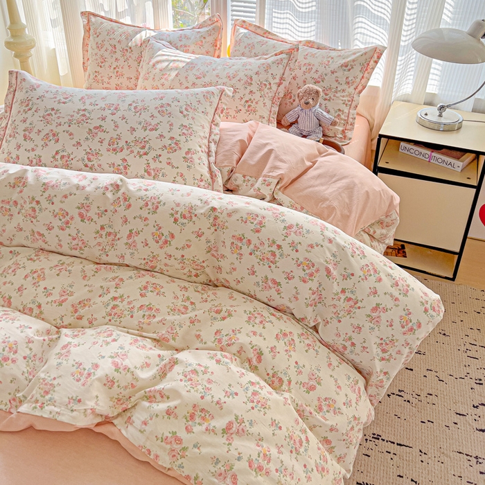 91家纺网 家纺一手货源 找家纺 暖芯优选 2025新款全棉纯棉一字绣四件套系列 花舞轻盈