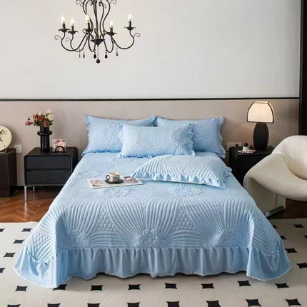 （总）鸿羽樱家纺《原伊菲晓》 2025新款四季可用水洗棉花边蕾丝床盖 