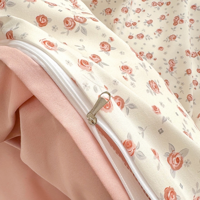 91家纺网 家纺一手货源 找家纺 丝芙妮家居2025新款水洗针织棉双层纱印花四件套 勿忘我