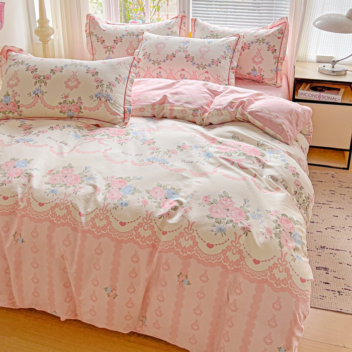 91家纺网 家纺一手货源 找家纺 暖芯优选 2025新款全棉纯棉一字绣四件套系列 半夏清风