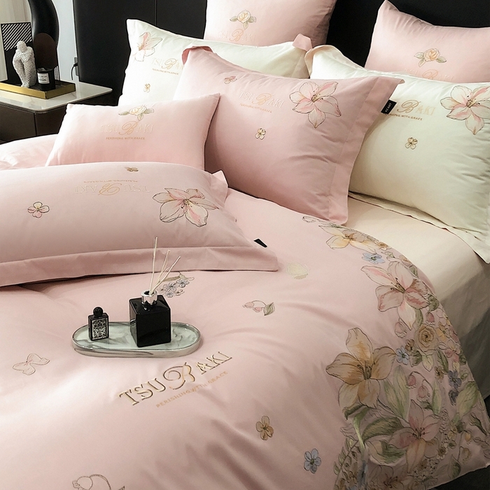 91家纺网 家纺一手货源 找家纺 （总）卡姿家纺 2024春夏优雅刺绣四件套— 摩尔花园2