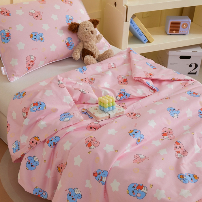 91家纺网 家纺一手货源 找家纺 ds生活馆 2025新款儿童学生纯棉精梳棉系列单夏被 水果恐龙