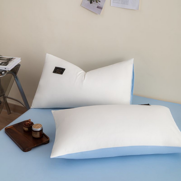 91家纺网 家纺一手货源 找家纺 恋之语 2025新款90克纯色双拼四件套 珍珠白+浅兰