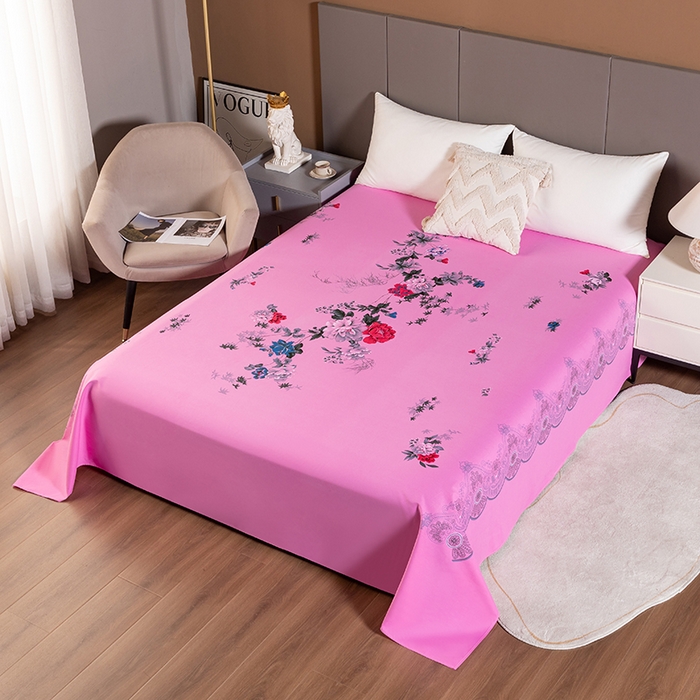 91家纺网 家纺一手货源 找家纺 居美良品 2025新款国民老上海100%全棉床单 牡丹绽放-粉色