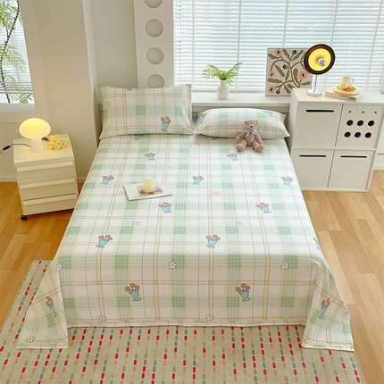 91家纺网 家纺一手货源 找家纺 （总）春皖家纺 2025新款A类全棉简约老粗纱布四件套风格一-普通款单床单