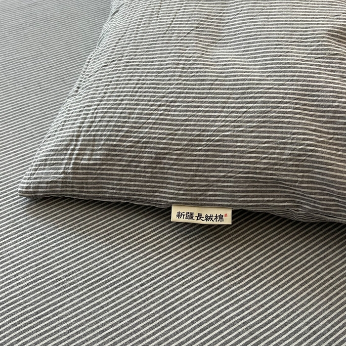 91家纺网 家纺一手货源 找家纺 恋之语家纺 2025新款全棉纯棉色织枕套单品单枕套枕套单件 条纹灰