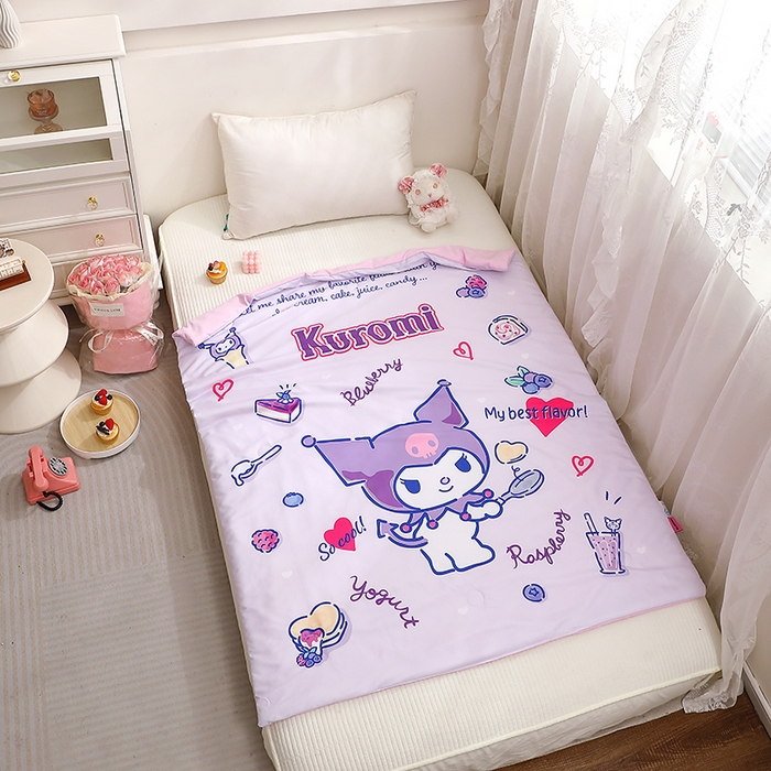 91家纺网 家纺一手货源 找家纺 2025新款三丽鸥正版授权库洛米儿童大版夏被夏凉被凉感天丝空调被夏凉被幼儿园午睡凉席夏被三件套 库洛米-甜甜