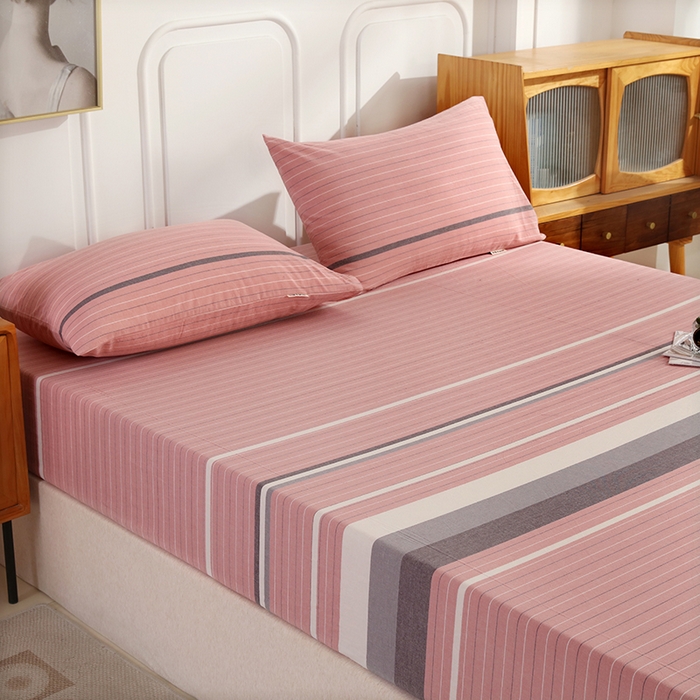 91家纺网 家纺一手货源 找家纺 恋之语 2025新款全棉纯棉色织床笠单品单床笠床笠单件 丽人粉