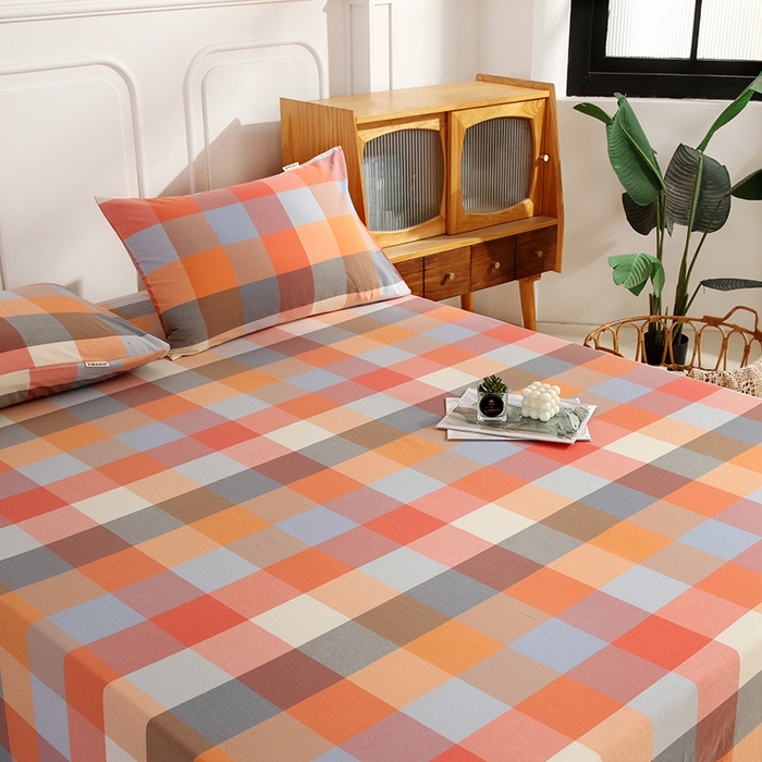 91家纺网 家纺一手货源 找家纺 恋之语家纺 2025新款全棉纯棉色织床单单品单床单床单单件 爱玛橙