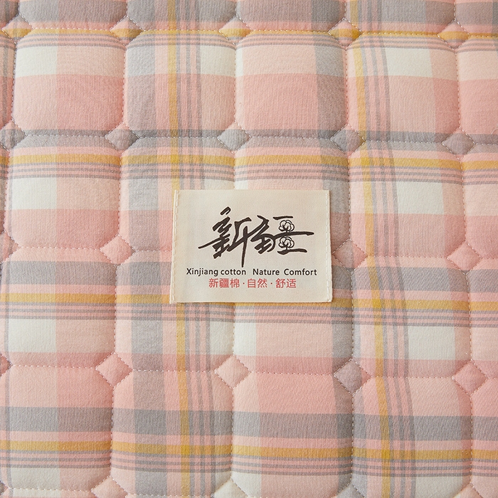 91家纺网 家纺一手货源 找家纺 喜居家纺2025新款A类水洗棉夹棉棉花床笠垫 棉-云舒粉