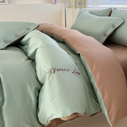 91家纺网 家纺一手货源 找家纺 （总）2025新款A类纯色双拼长绒棉纯棉刺绣四件套