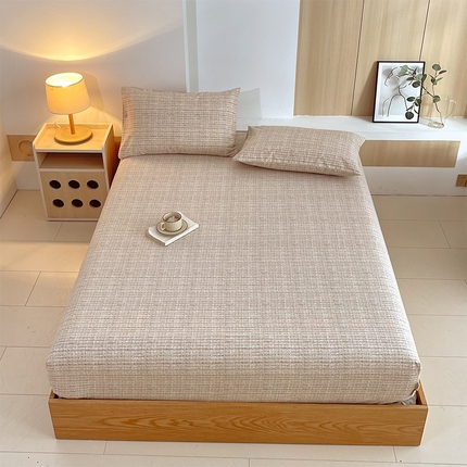 91家纺网 家纺一手货源 找家纺 （总）春皖家纺 2025新款A类全棉简约老粗纱布四件套风格一-普通款单床笠