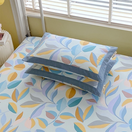 91家纺网 家纺一手货源 找家纺 （总）春皖家纺 2025新款A类全棉简约老粗纱布四件套风格一-工艺款单枕套