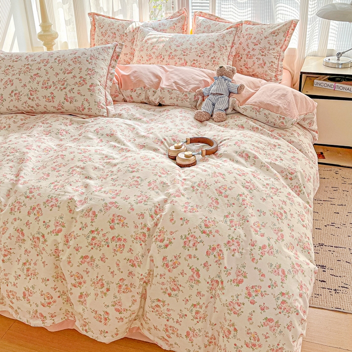 91家纺网 家纺一手货源 找家纺 暖芯优选 2025新款全棉纯棉一字绣四件套系列 花舞轻盈