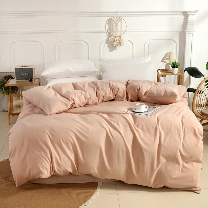 91家纺网 家纺一手货源 找家纺 恋之语 2025新款全棉纯棉色织被套单品单被套被套单件 米驼青年