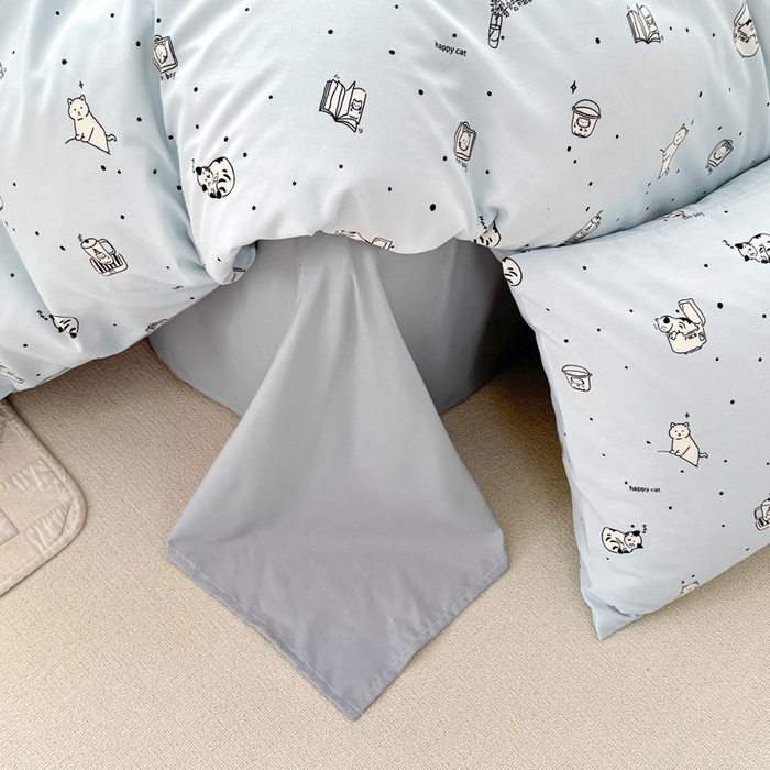 91家纺网 家纺一手货源 找家纺 丝芙妮家居2025新款水洗针织棉双层纱印花四件套 奇异猫