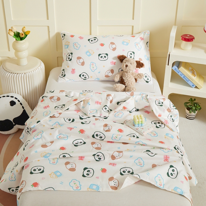 91家纺网 家纺一手货源 找家纺 ds生活馆 2025新款儿童学生纯棉精梳棉系列单夏被 小狗熊猫
