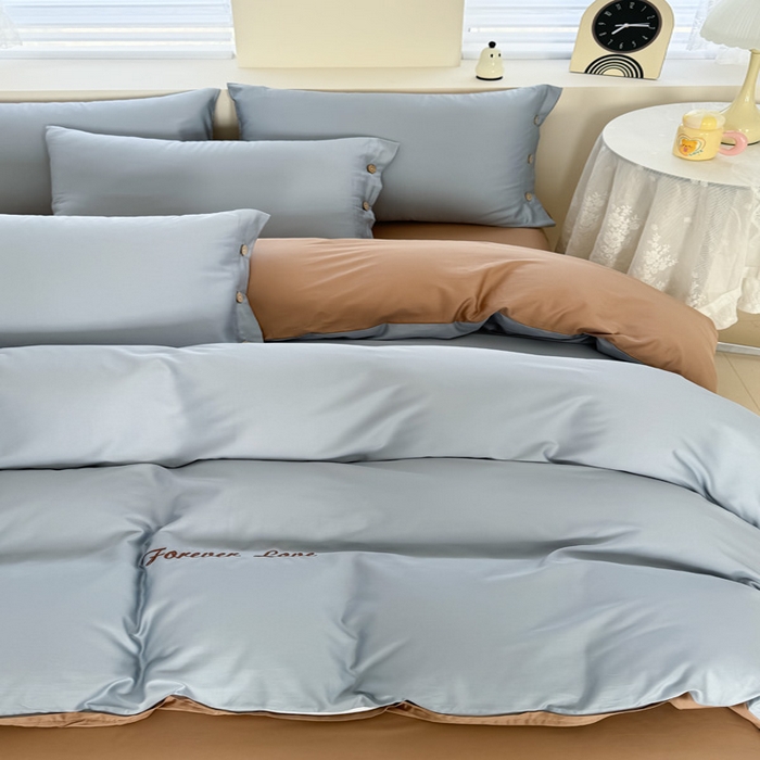 91家纺网 家纺一手货源 找家纺 艾迪尚家纺 2025新款A类纯色双拼长绒棉纯棉刺绣系列单品被套 被套单件（有单品 可定制） 驼韵蓝调