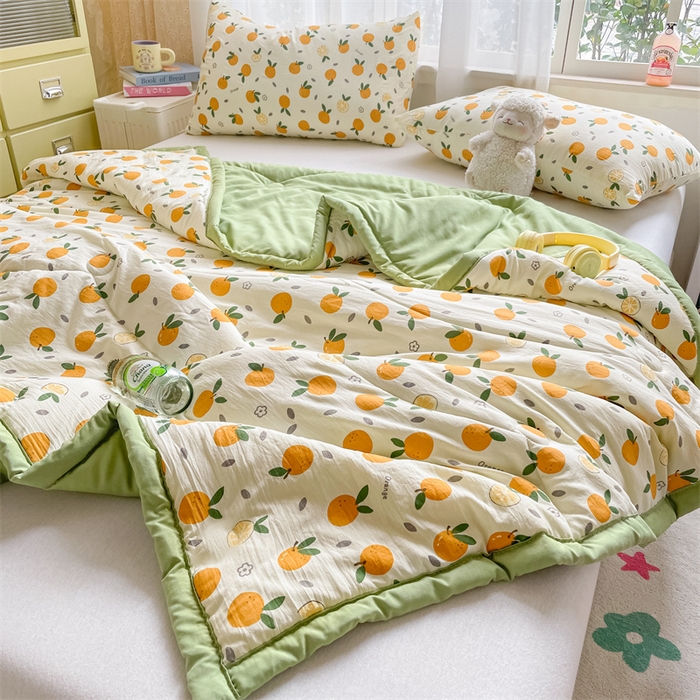 91家纺网 家纺一手货源 找家纺 美澳家纺 2025新款水洗棉印花夏被夏凉被空调被 小橘子