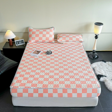 91家纺网 家纺一手货源 找家纺 （总）可恩欣 爆款加厚乳胶凉席床笠三件套可单卖可组合凉感丝夏被四件套