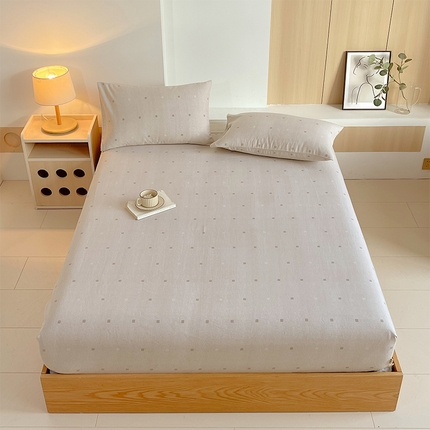 91家纺网 家纺一手货源 找家纺 （总）春皖家纺 2025新款A类全棉简约老粗纱布四件套风格一-普通款单床笠