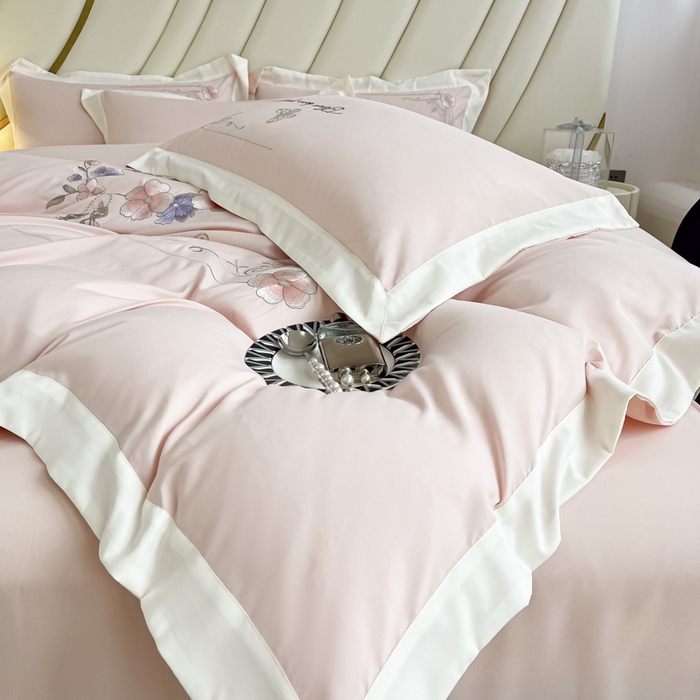 91家纺网 家纺一手货源 找家纺 （总）恋之语 2025新款水洗棉刺绣四件套-锦绣花