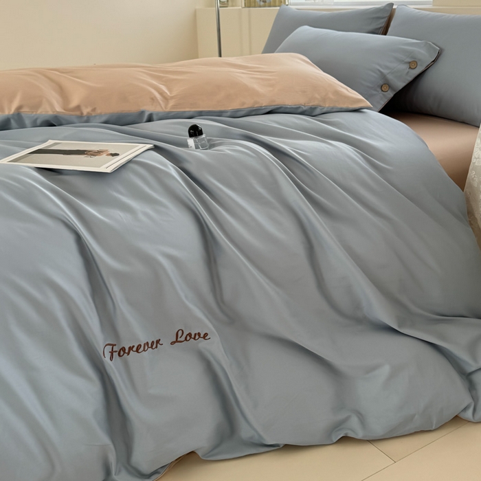 91家纺网 家纺一手货源 找家纺 艾迪尚家纺 2025新款A类纯色双拼长绒棉纯棉刺绣系列单品被套 被套单件（有单品 可定制） 灰杏谧境