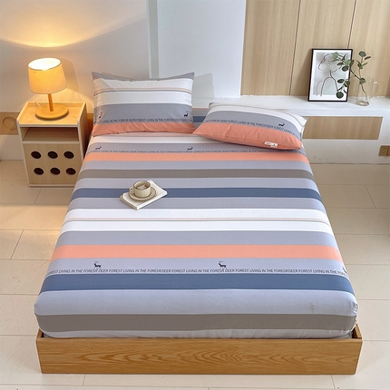 91家纺网 家纺一手货源 找家纺 （总）春皖家纺 2025新款A类全棉简约老粗纱布四件套风格一-普通款单床笠