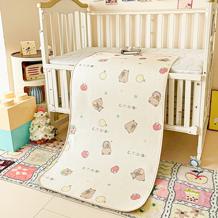 91家纺网 家纺一手货源 找家纺 富馨莱 2025新款幼儿园古藤席冰丝席双面可用儿童凉席双面凉感 萌萌巴拉