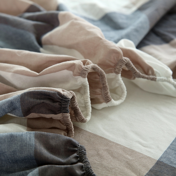 91家纺网 家纺一手货源 找家纺 恋之语 2025新款全棉纯棉色织床笠单品单床笠床笠单件 蓝大格