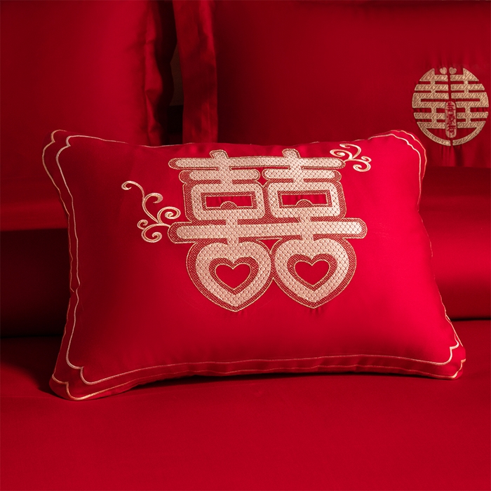 91家纺网 家纺一手货源 找家纺 博之洋婚庆 2025新款全棉长绒棉刺绣新中式婚庆系列多件套 幸福相伴