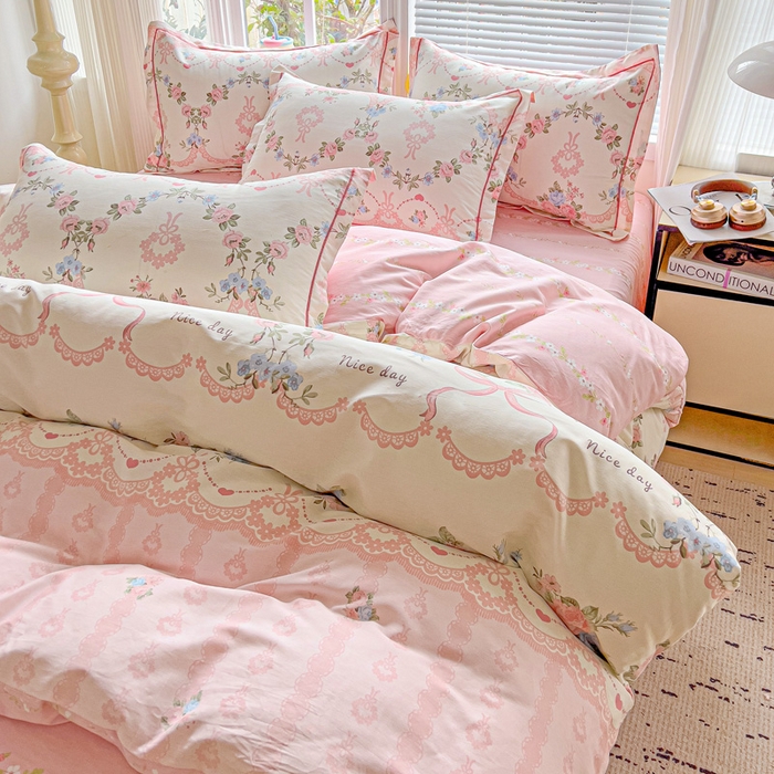 91家纺网 家纺一手货源 找家纺 暖芯优选 2025新款全棉纯棉一字绣四件套系列 半夏清风