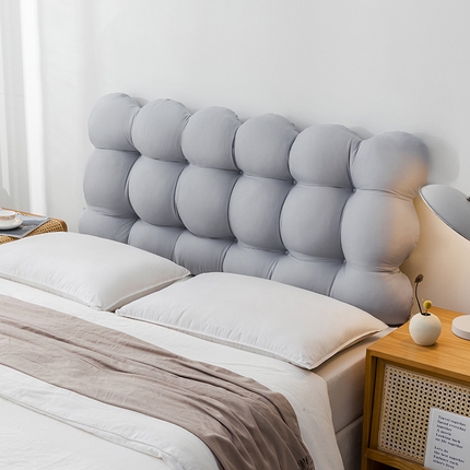 91家纺网 家纺一手货源 找家纺 色鬼布艺 2025新款小雪球床头靠背靠垫 小雪球浅灰