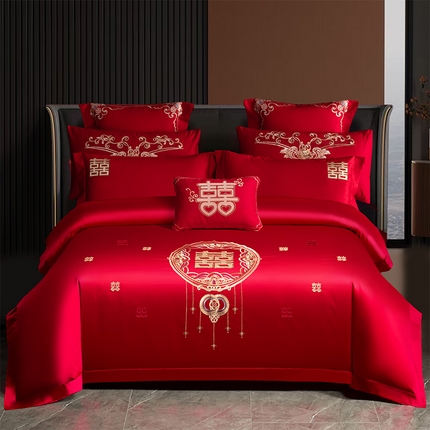91家纺网 家纺一手货源 找家纺 （总）博之洋婚庆 2025新款全棉长绒棉刺绣新中式婚庆系列多件套