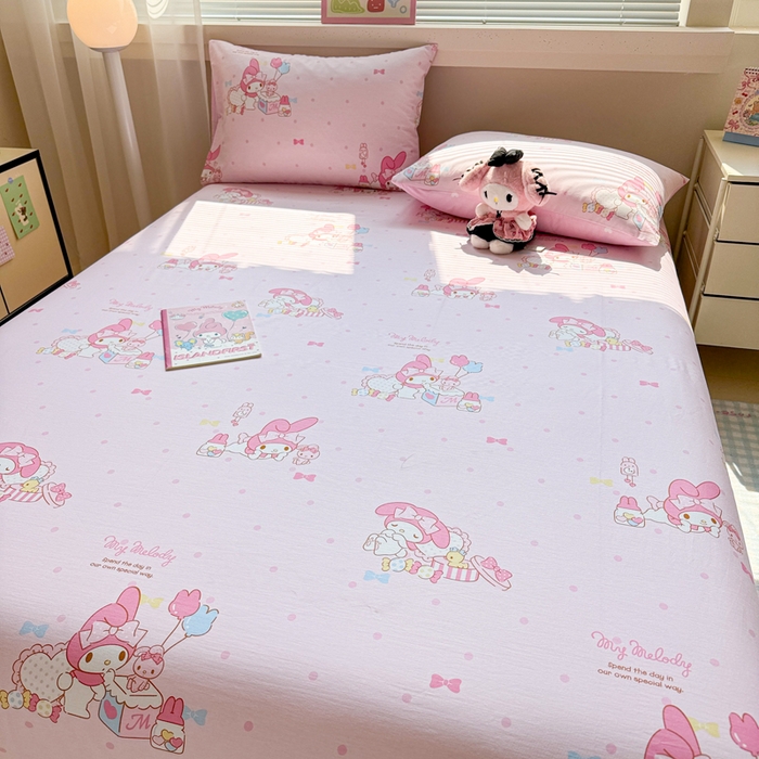 91家纺网 家纺一手货源 找家纺 呗旺鹿 2025新款正版三丽鸥全棉13372单品床单 童趣美乐蒂