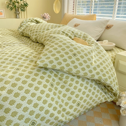 91家纺网 家纺一手货源 找家纺 （总）春皖家纺 2025新款A类全棉简约老粗纱布四件套风格一-普通款单被套