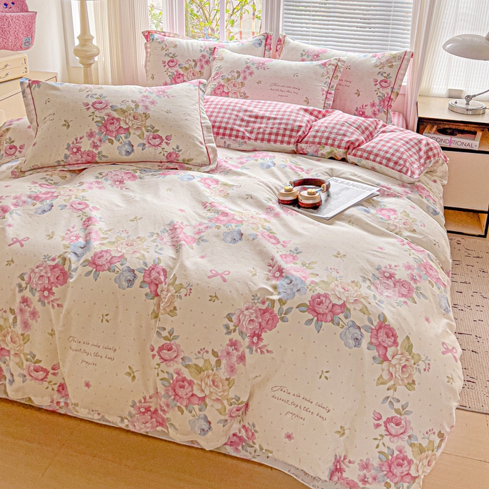 91家纺网 家纺一手货源 找家纺 暖芯优选 2025新款全棉纯棉一字绣四件套系列 花梦初