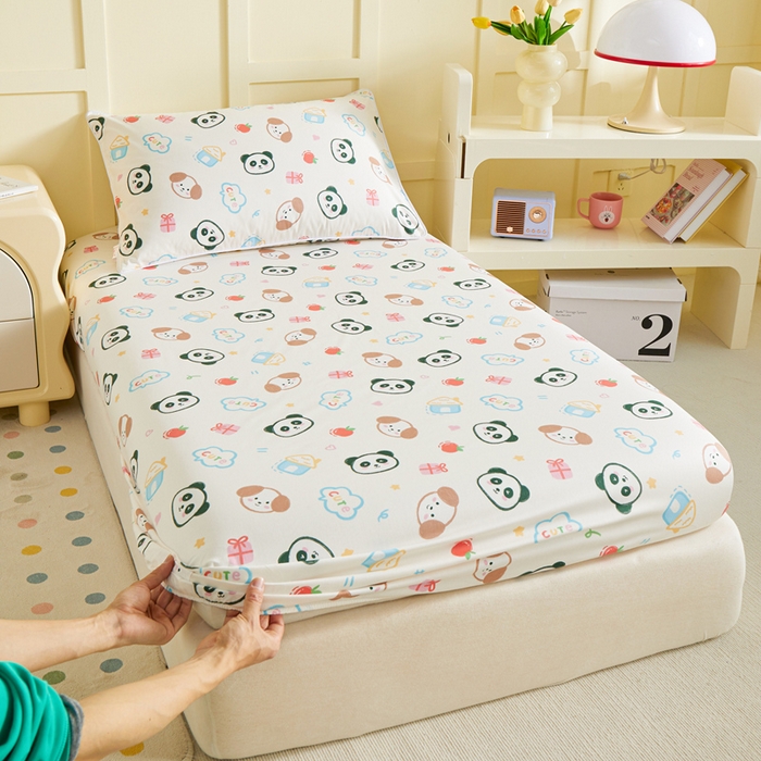 91家纺网 家纺一手货源 找家纺 ds生活馆 2025新款儿童纯棉精梳棉系列单床笠 小狗熊猫