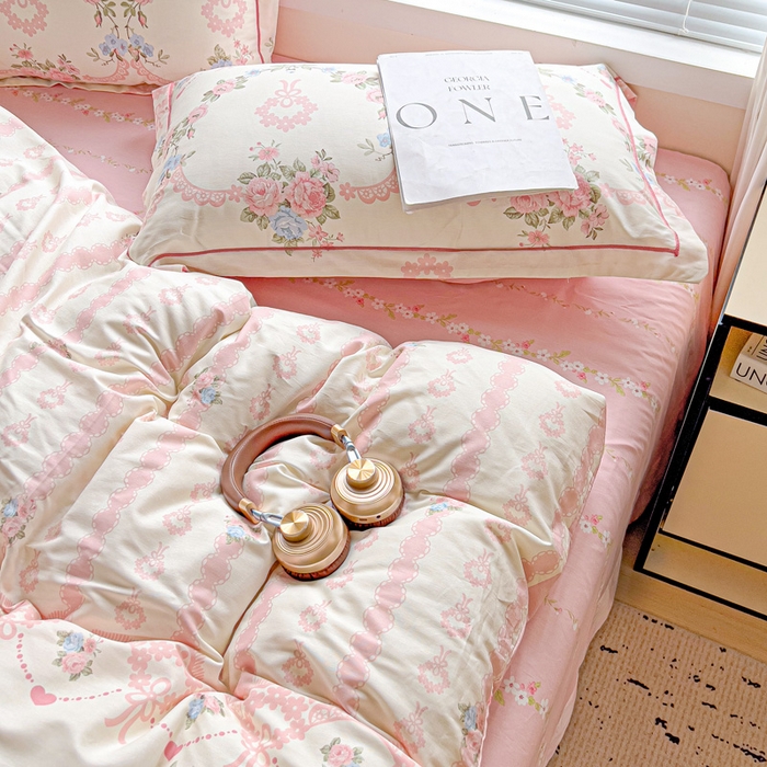 91家纺网 家纺一手货源 找家纺 暖芯优选 2025新款全棉纯棉一字绣四件套系列 半夏清风