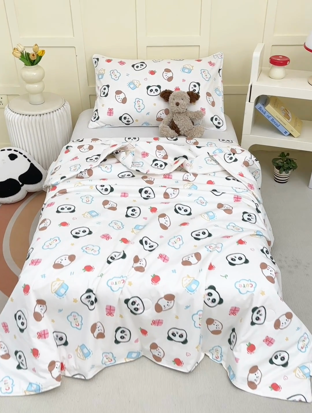 91家纺网 家纺一手货源 找家纺 ds生活馆 2025新款儿童学生纯棉精梳棉系列单夏被 小狗熊猫