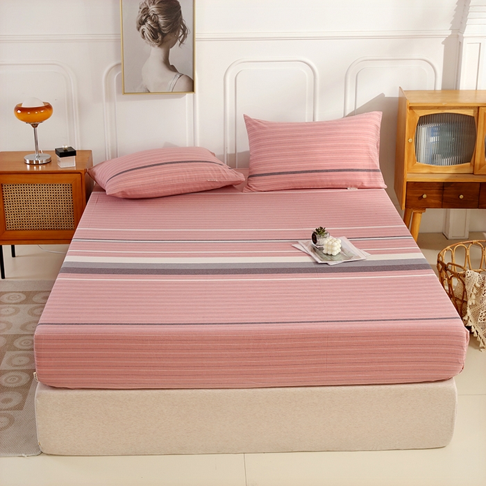 91家纺网 家纺一手货源 找家纺 恋之语 2025新款全棉纯棉色织床笠单品单床笠床笠单件 丽人粉