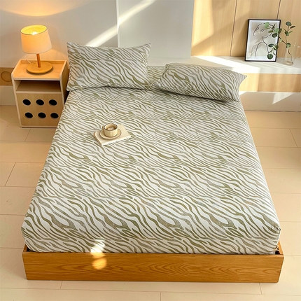 91家纺网 家纺一手货源 找家纺 （总）春皖家纺 2025新款A类全棉简约老粗纱布四件套风格一-普通款单床笠