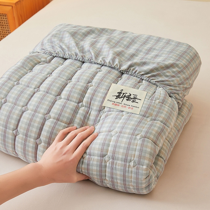 91家纺网 家纺一手货源 找家纺 喜居家纺2025新款A类水洗棉夹棉棉花床笠垫 棉-乐可灰