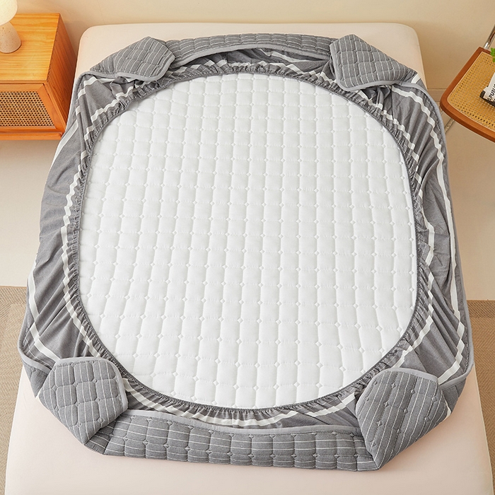 91家纺网 家纺一手货源 找家纺 喜居家纺2025新款A类水洗棉夹棉棉花床笠垫 棉-星河灰