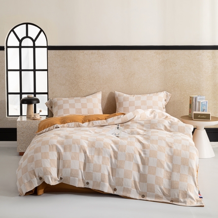 （总）恋之语 2025新款亲肤舒适提花纽扣款四件套