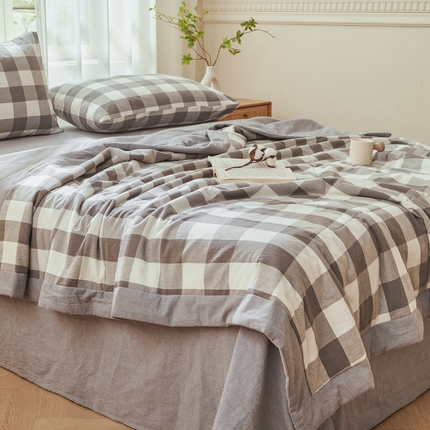 雅萱家纺 2025新款全棉纯棉色织水洗棉棉花夏被夏凉被空调被 日和-大棕格