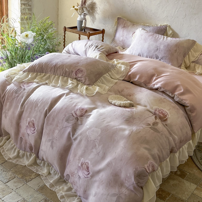 91家纺网 家纺一手货源 找家纺 （总）亲亲公主 2025新款莱赛尔天丝棉玫瑰之恋四件套