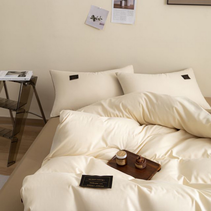 91家纺网 家纺一手货源 找家纺 恋之语 2025新款90克纯色双拼单被套 奶茶+摩卡棕