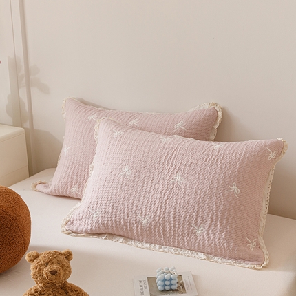 91家纺网 家纺一手货源 找家纺 （总）麻依 2025新款韩国纱布色织提花枕套柔软顺滑